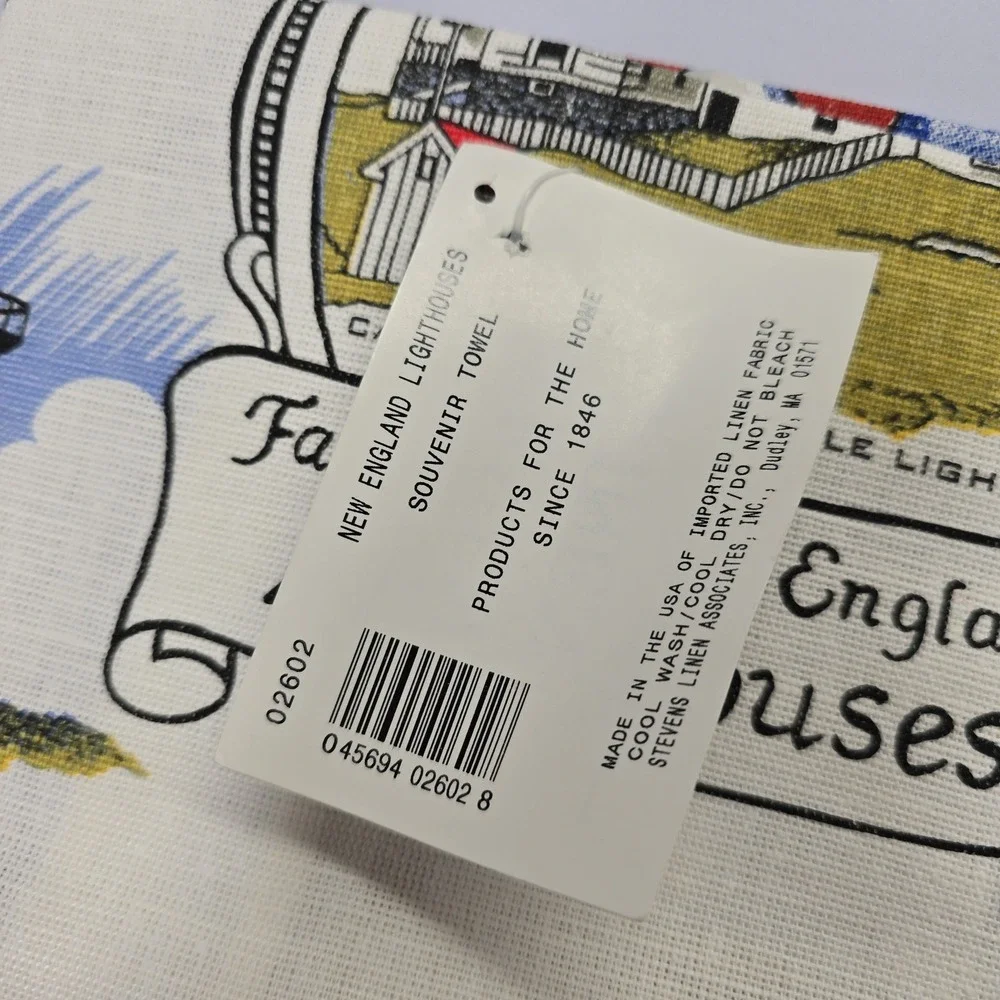 Linen New England Lighthouses Tea Towel Set‎ of 3 Maine Acadia Souvenir NWT